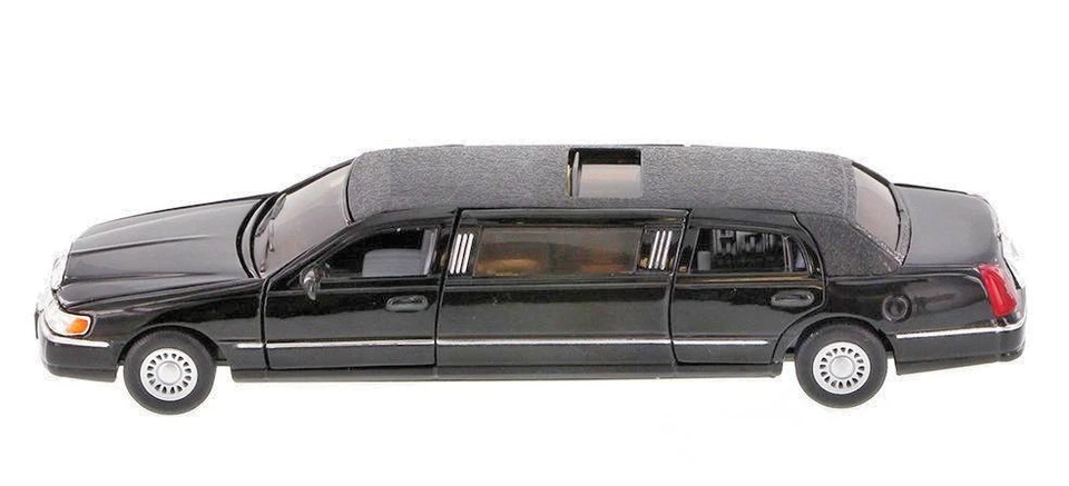 Lincoln Town Car 1999 limusina elástica limusina 1:38 modelo diecast negro Kinsmart Foto 3 de 4