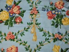 5 1/4 Yds Remnant Pierre Deux French Country Gittens Blue 54" Wide Cotton/Linen