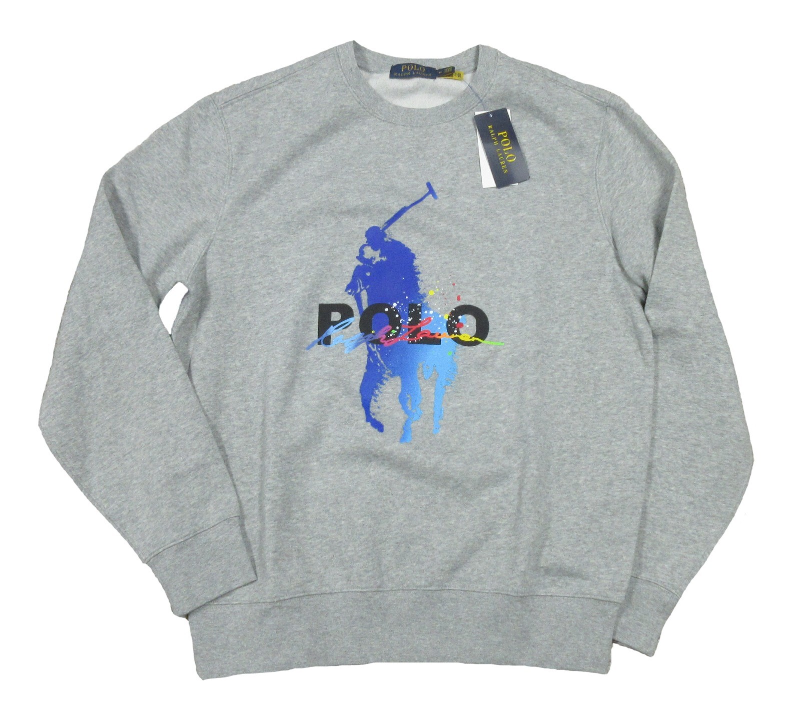 Polo Ralph Lauren Uomo Grigio Heather Pony Player Grafica Felpa Pile