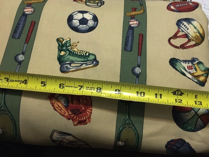 Vintage Bloomcraft Fabric / Multi-Sports Screen Print - 12+ Yards - Picture 1 of 5