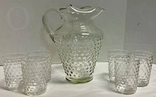 Depression Era Macbeth-Evans Hobnail Pitcher and Tumblers-GORGEOUS Set! 24301K