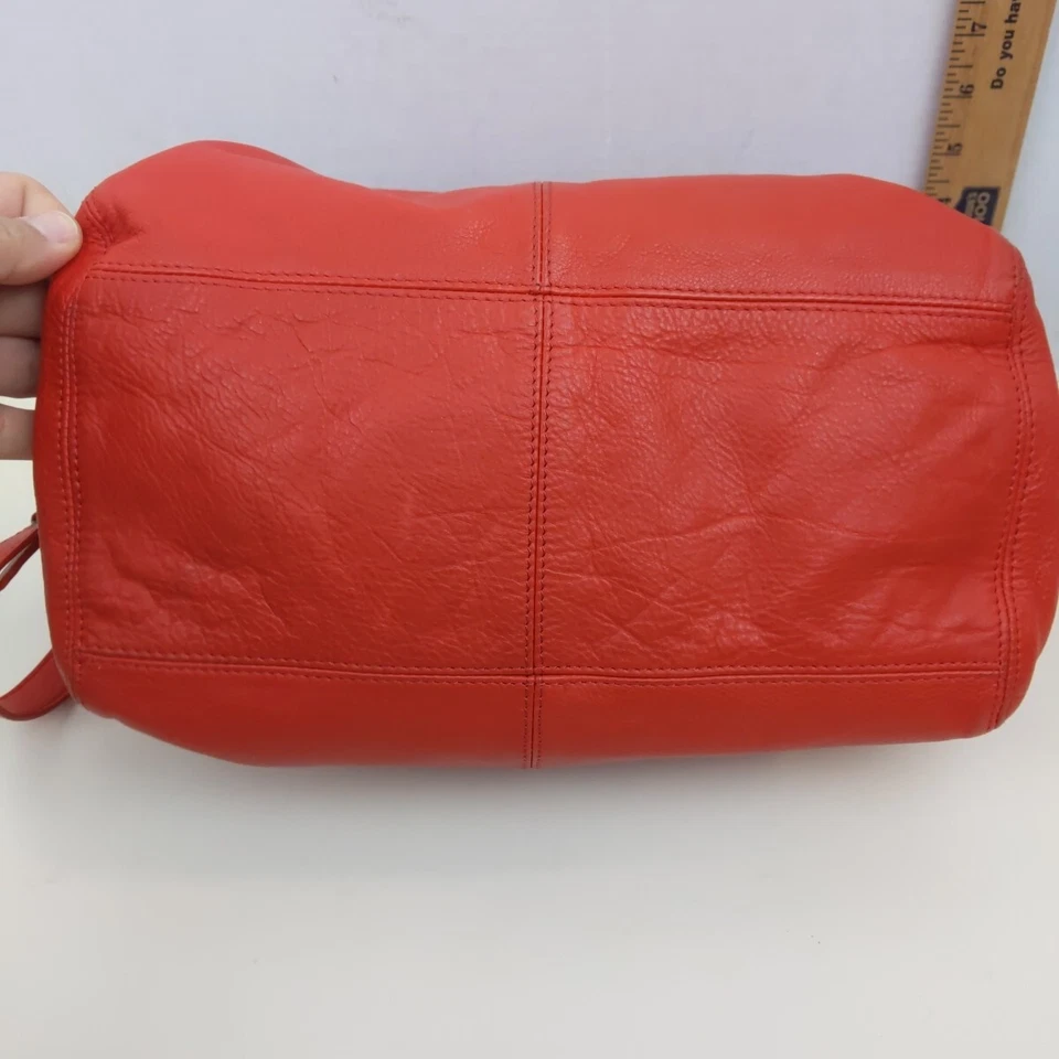 Bolsa de mão feminina Jerome Dreyfuss Raoul bolsa de grife de couro vermelho brilhante - Imagem 3 de 4