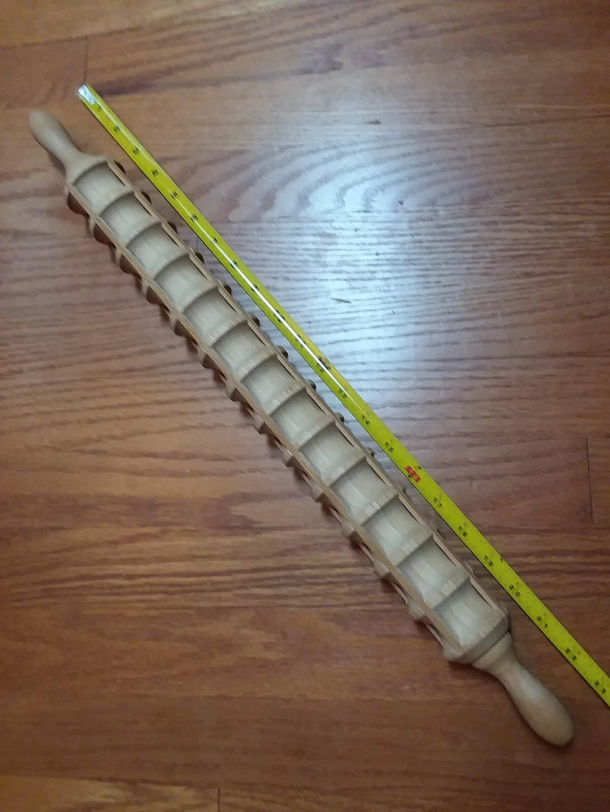 Vintage Wooden Ravioli Rolling Pin 13 sections 23 inches XLong Plain Springerle