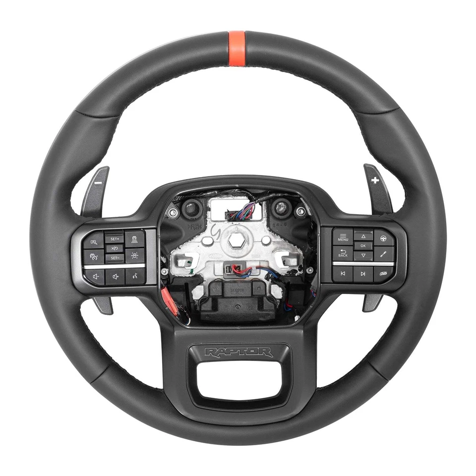 Ford F150 Raptor 2021-2024 OEM M-3600-F15B cuero volante línea de visión roja Foto 3 de 4