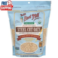 Organic Steel Cut Oats 24 oz Shelf-Stable Bag Whole Grain Cook on Stovetop