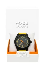 ESQ MOVADO ONE Black Stainless Steel Watch with Yellow Silicone Band