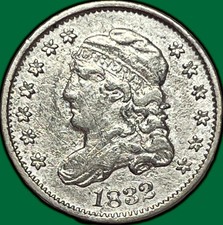 1832 Capped Bust Half Dime Almost Uncirculated AU Coin, Scratched #29867
