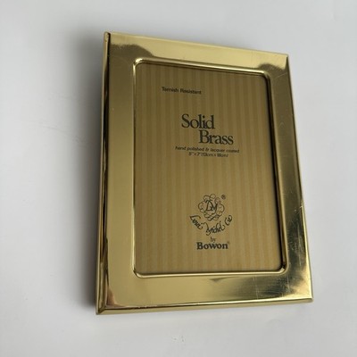 Vintage 80's Loui Michel Cie Bowon Solid Brass Lacquer 5x7'' Photo Picture Frame