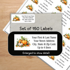 150 Pumpkin Harvest Fall Autumn Mailing Return Address Labels Personalized