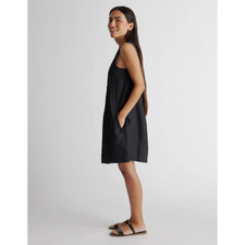 Quince 100% European Linen Sleeveless Swing Dress Women M Black NWOT