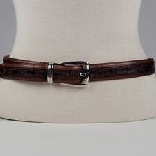 Mezlan Men  s Vintage Genuine Crocodile Leather Belt - 4179 - Brown - Size 32