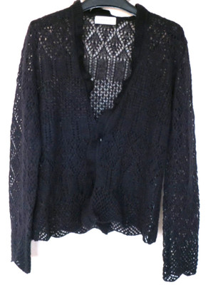 FABRIZIO Germany Black Knit Mohair Mix Open Cardigan Size S