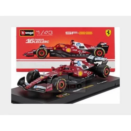 1:43 BURAGO Ferrari F1 Sf-25 2025 Charles Leclerc +Pilot & Showcase BU36852-L - Photo 2/2
