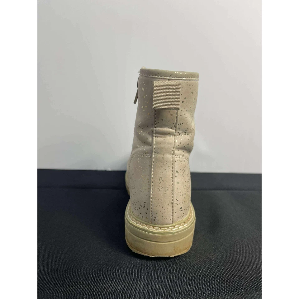 Kids light pink Glitter Combat Boots Lace Up Zip Side Chunky Sole Size 4 - Image 4 of 4