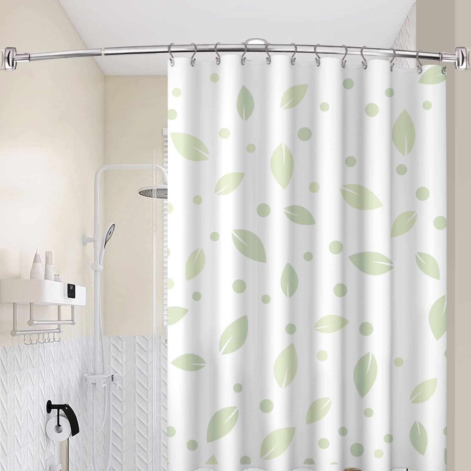 TOPROD Shower Curtain Hooks 6.73 inches (width), Set of 12, Brushed Nickel 