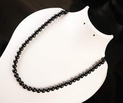 6MM Natural Black Onyx Smooth Round Gemstone Beaded Healing Men Necklace 24''