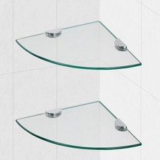 Glass Corner Shower Shelves, Tempered Floating Glass Shelves Wall Mount,