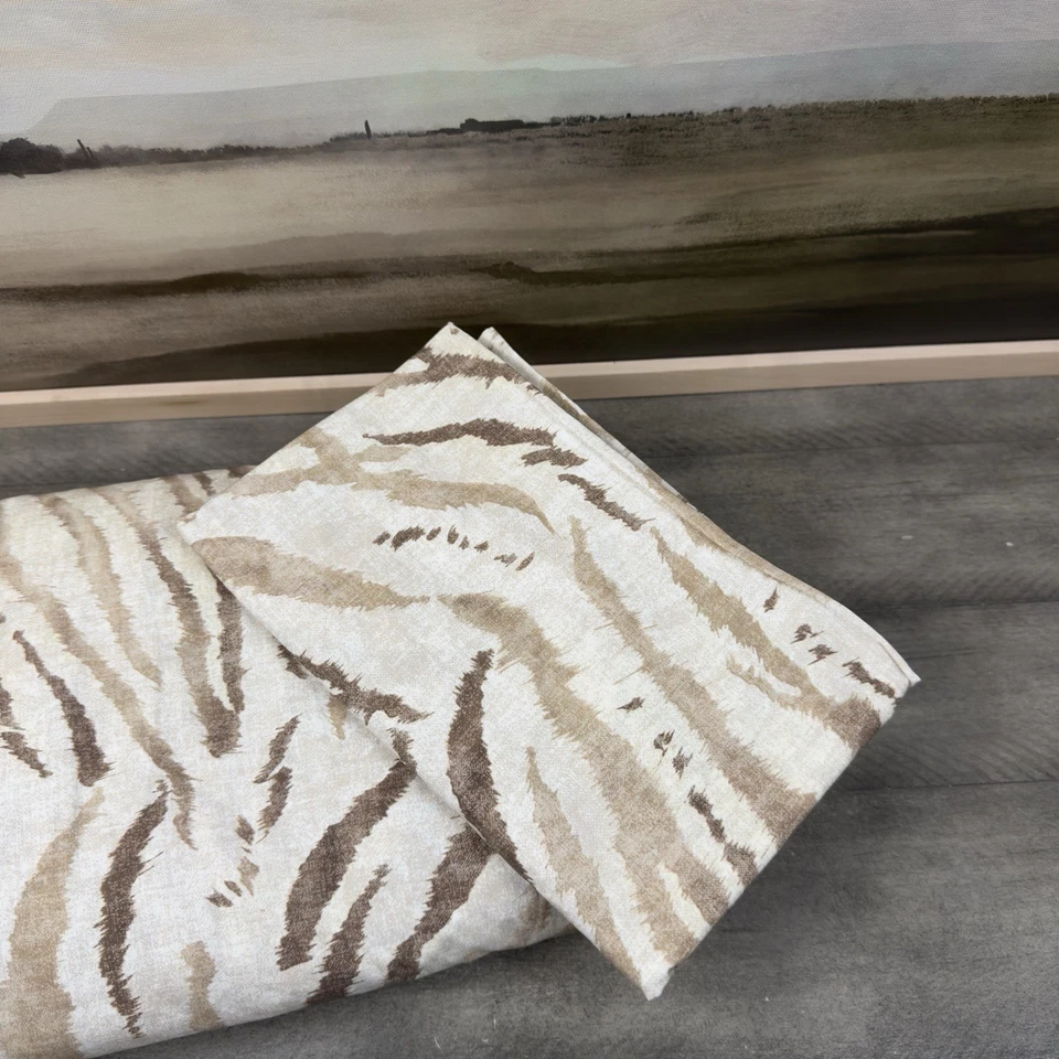 Pottery Barn Safari Theme Zebra Print Full/Queen Duvet Cover+(1) King Sham Tan - Image 2 of 4