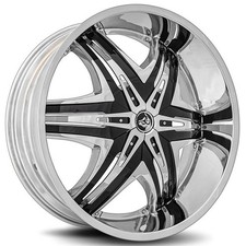 22x8.5 Diablo Wheels Elite Chrome With Black Inserts Rims 4pcs
