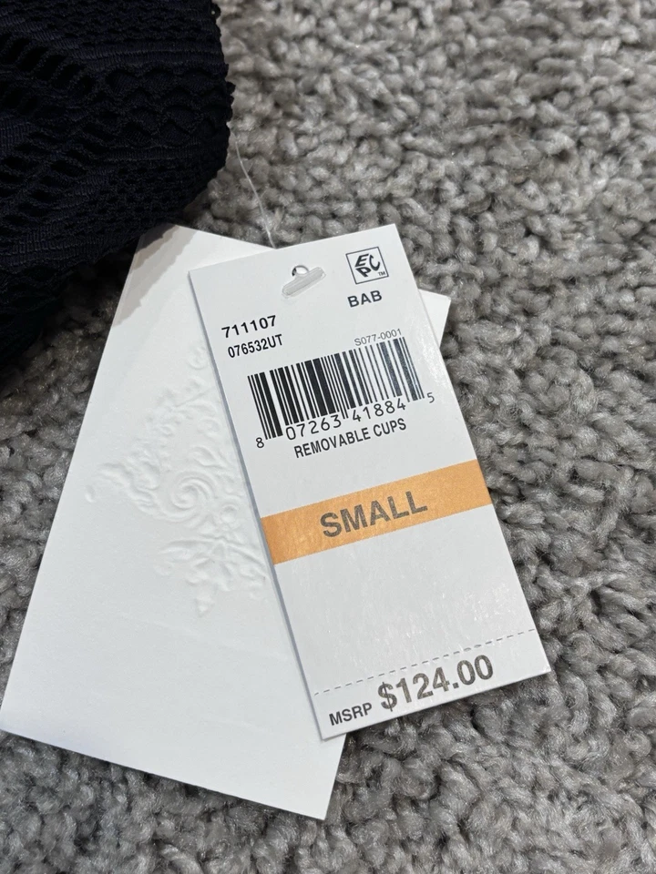 Traje de baño de una pieza Becca Aurora Crochet para mujer negro talla pequeña nuevo con etiquetas Foto 4 de 4