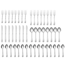 Mainstays Swirl 49 Piece Stainless Steel Flatware and Organizer Tray Set, Silver