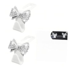 Bling Car Headrest Hook, Cute Crystal Rhinestone Bow S Type Hanger 2 PCS White