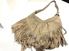Southwestern Concho Large Leather Hobo Shoulder Purse with Fringe from Mexico