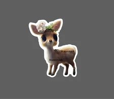 Baby Deer Sticker Cute Fawn Flowers NEW