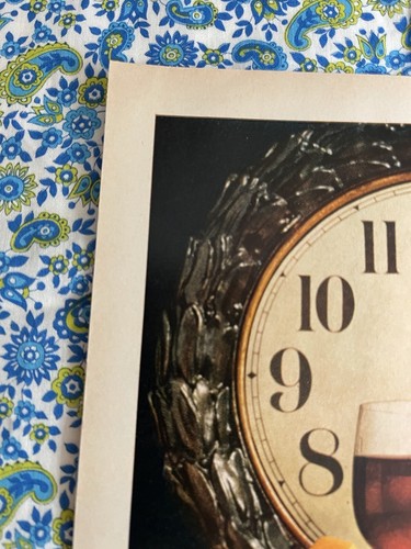 Vintage 1969 Taylor New York State Port Wine Print Ad Clock Wine Glass - Picture 4 of 7