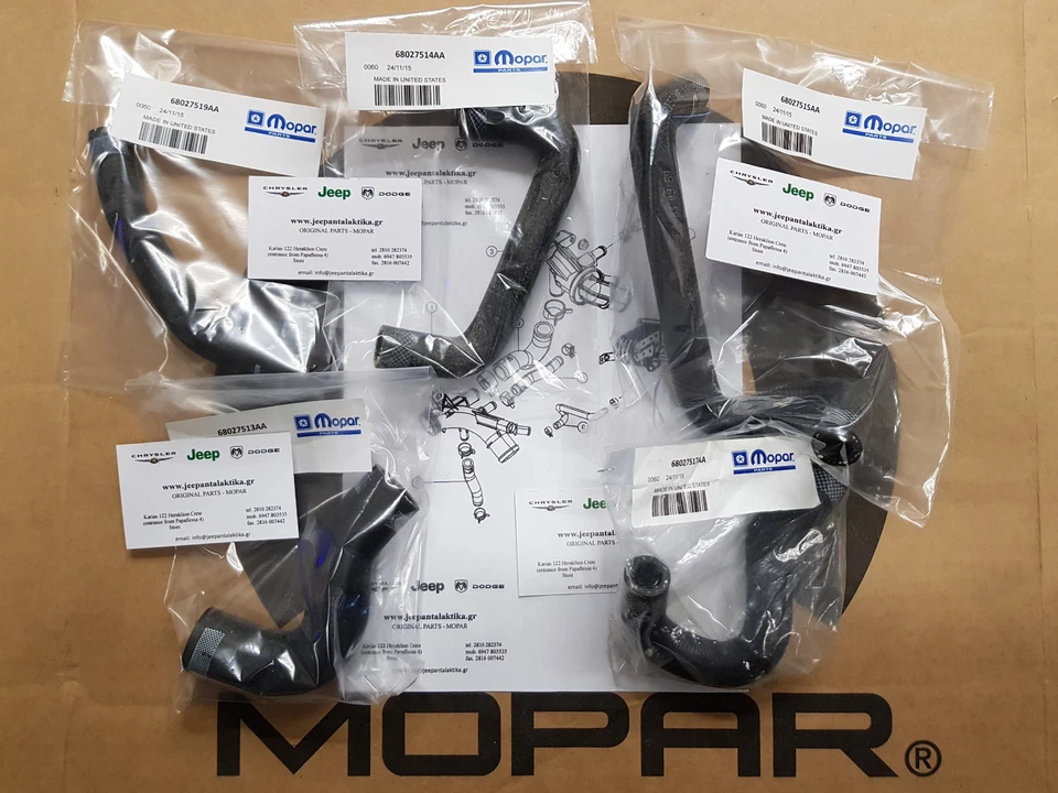 Nuevas mangueras Mopar OEM para termostato Jeep Cherokee Wrangler 2007-2010 2,8 CRD Foto 2 de 3