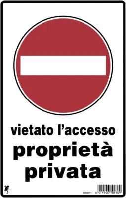 DCK GROUP Cartello Segnaletico VIETATO L'ACCESSO PROPRIETA' PRIVATA cm 20x30 PVC Targa Seg