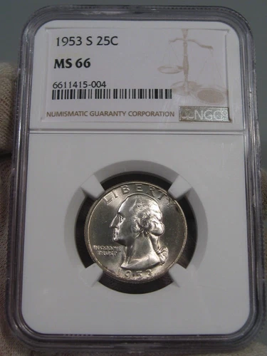 GEM BU 1953-S Silver Washington Quarter NGC MS66.  #2