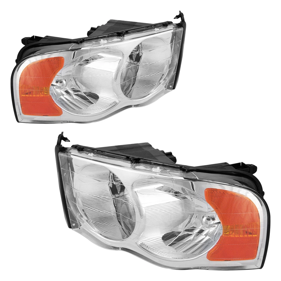 Faros transparentes ámbar Assemby cromados para Dodge Ram 1500 2500 3500 2002-2005 Foto 4 de 4
