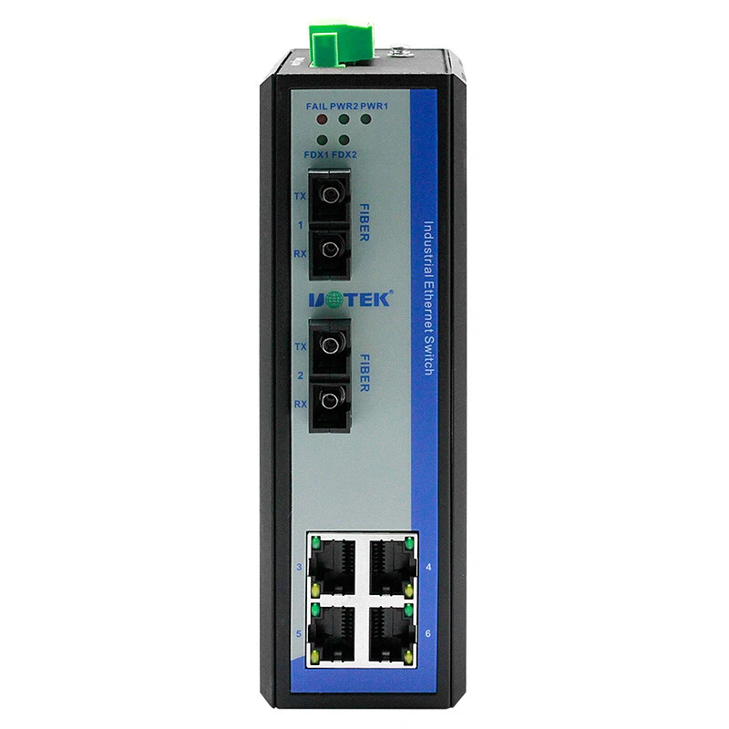 Industrial Grade 100M Network Unmanaged Ethernet Switch 2 Fibers 4 RJ45 Ports SC - Image 2 of 4