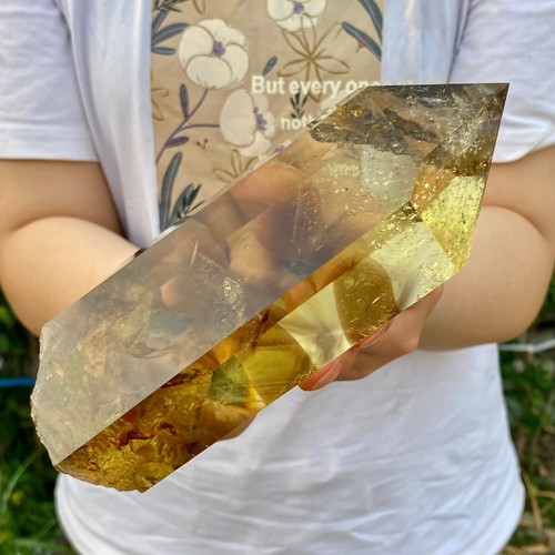 2.13LB Natural Clear Yellow Crystal Obelisk Quartz Energy Tower Point Reiki Heal - 第 6/14 張圖片