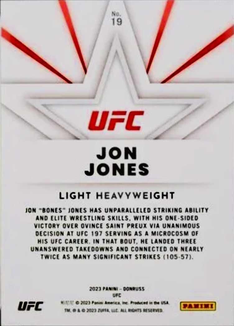2023 Panini Donruss UFC Jon BONES Jones The Untouchables #19 PSA 10 Gem Mint view 6