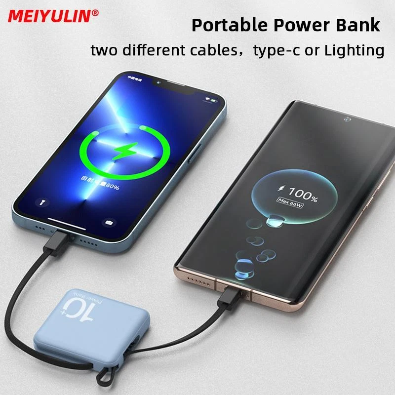 Portable 10000mAh Mini Power Bank - Dual USB 10W Fast Charging in Multicolor