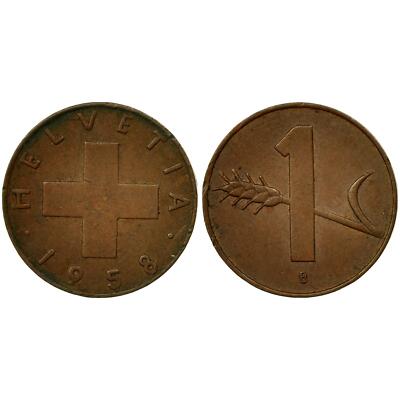 Swiss 6 Coin Set 1 2 5 10 20 Rappen 1/2 Franc | Switzerland | 1948