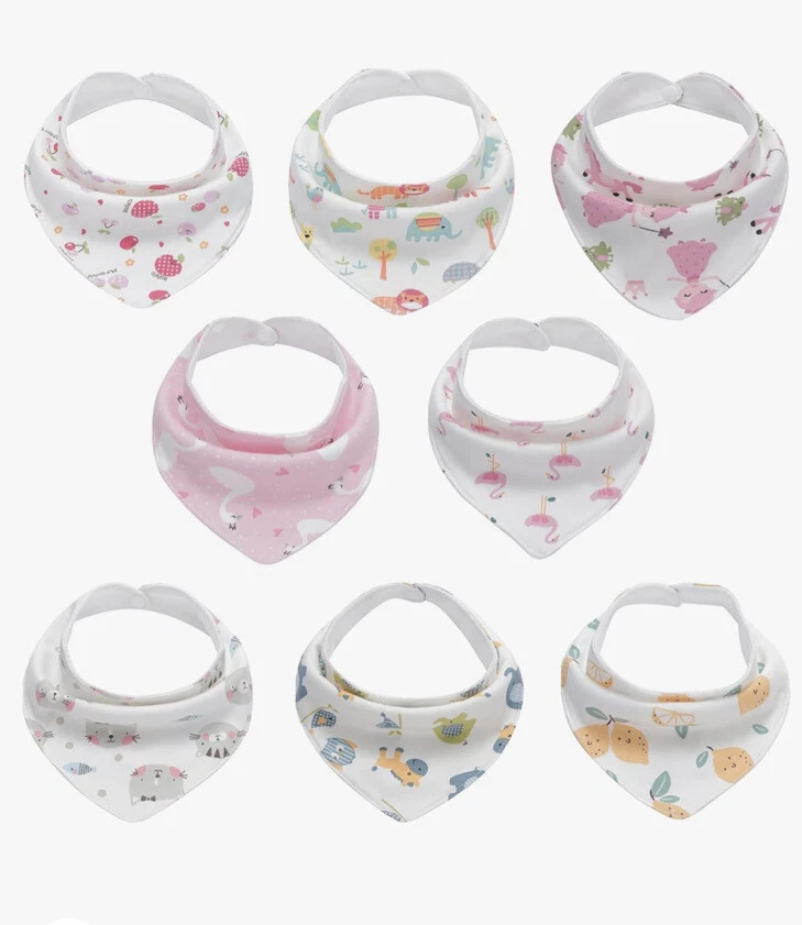 Onetoo Baby Bibs 8 Pack Bandana Drool Bib for Boys Girls (0-36 Months) New