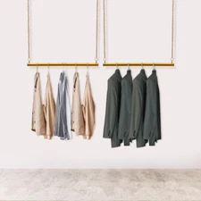 2Pcs Ceiling-mounted Hanging Clothes Rack Garment Rod Iron Chain Outfit Studio