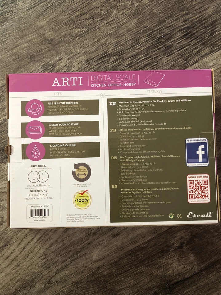 Escala de vidro digital Escali Art I rosa nova na caixa - Imagem 2 de 4