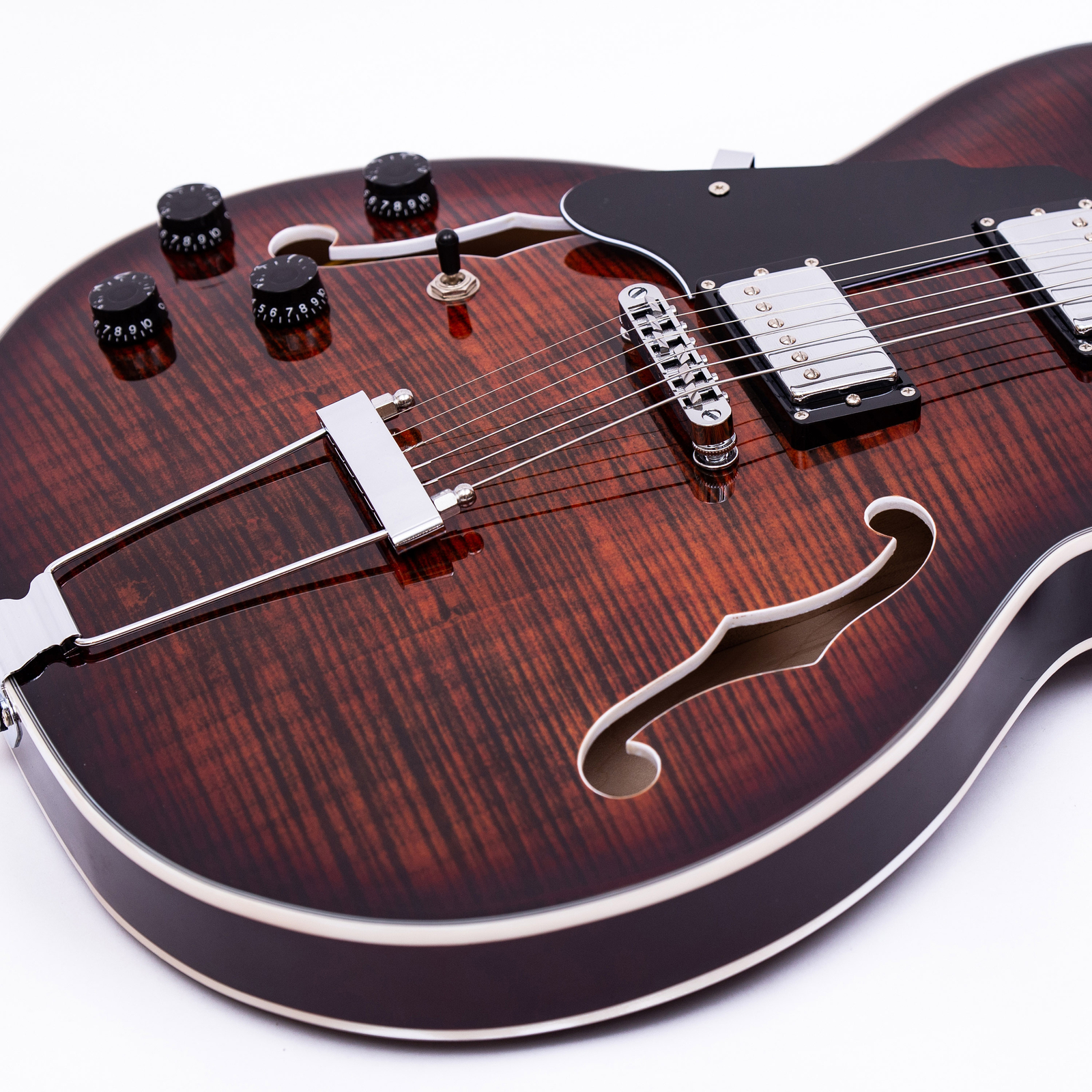 GROTE Jazz LeftHanded Electric Guitar SemiHollow Body Gig Bag Brown