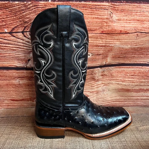 Men Ostrich Print EXOTIC cowboy SQUARE TOE Boots Botas Hombre Avestruz Vaquera - Picture 8 of 25