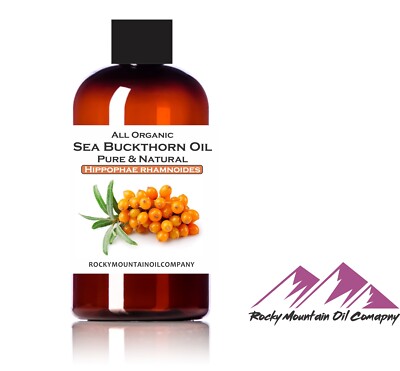 ORGANIC SEA BUCKTHORN FRUIT BERRY OIL ALL NATURAL  2 4 6 8 oz GLASS BOTTLE OPT.