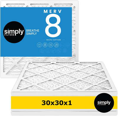 Filterbuy 30x30x1 MERV 8 Dust Defense, Pleated HVAC AC Furnace Air Filters 4 Pack