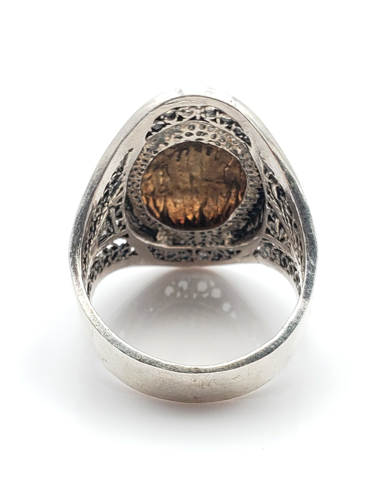 Turkey Vintage Oxidized Sterling 925 Openwork Two Tone Floral Enamel ...