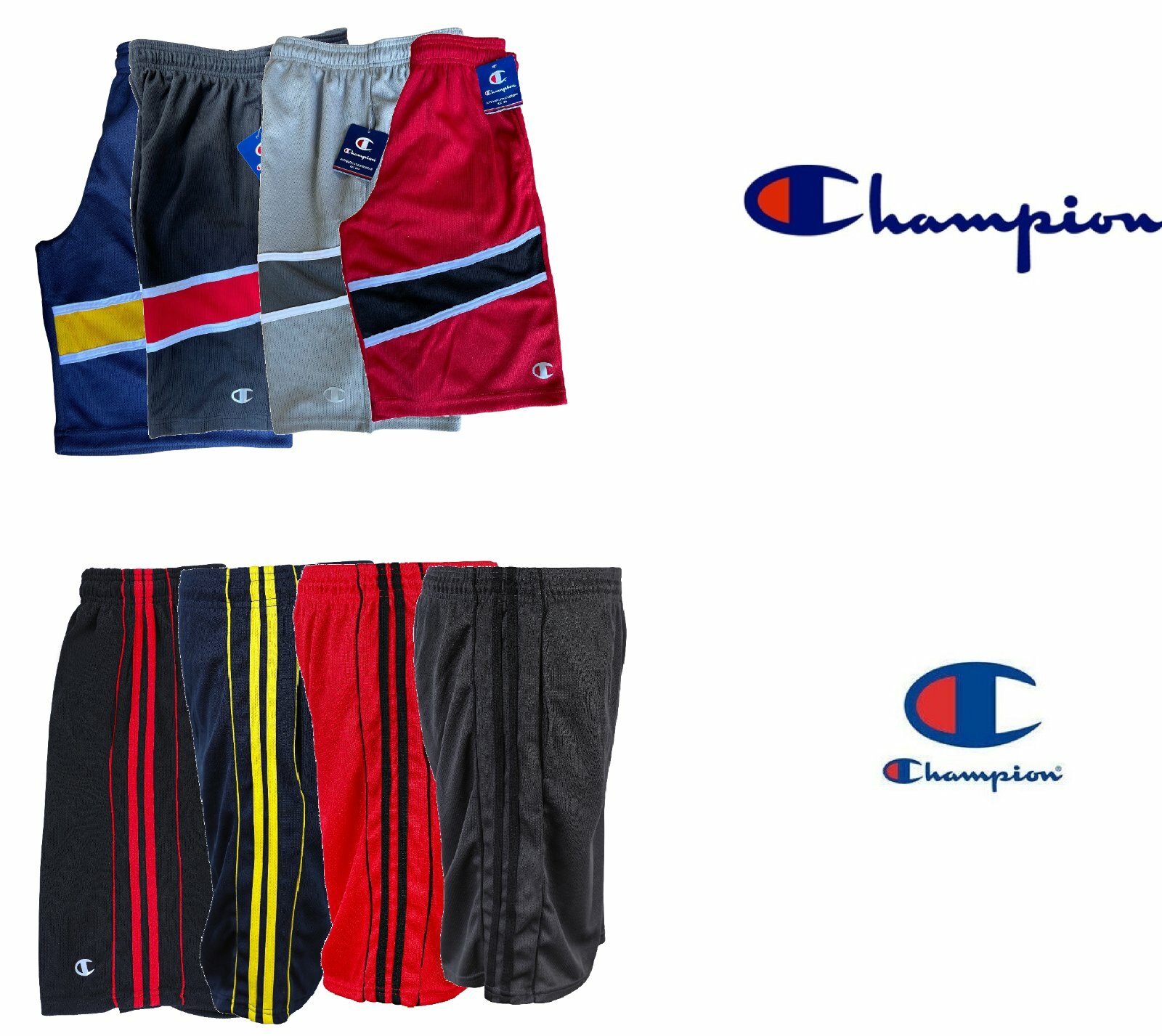 Champion Men's Shorts Athletic Mesh Pocket Striped Gym Basketball