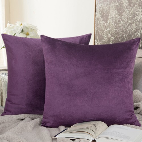 Velvet Cushion Cover 2 Pack Ultra Soft Various Colors Throw Pillow Case - Picture 51 of 64