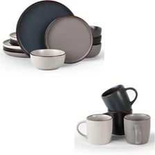 Mercury 16 Pieces Dinnerware Set with Plates and Bowls and Coffee Mugs, Dish Set