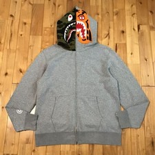 BAPE camo Crazy Face Tiger Shark full zip Hoodie Gray A Bathing Ape Size XL